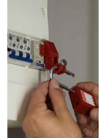 Blocco per interruttore magnetotermico piccolo, lucchettabile, Lockout Tagout LOTO - THIRARD