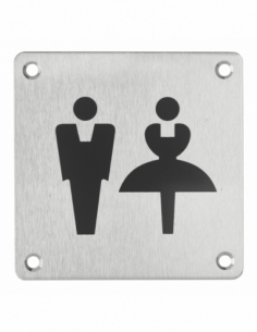 Targa segnaletica WC uomo e donna 100 x 100 mm, fissaggio a vite – THIRARD