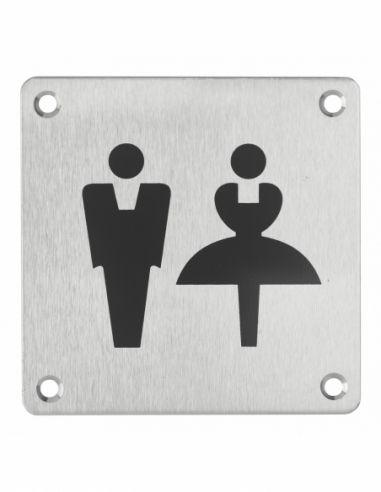 Targa segnaletica WC uomo e donna 100 x 100 mm, fissaggio a vite – THIRARD