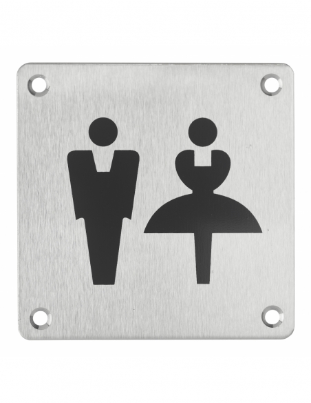 Targa segnaletica WC uomo e donna 100 x 100 mm, fissaggio a vite – THIRARD