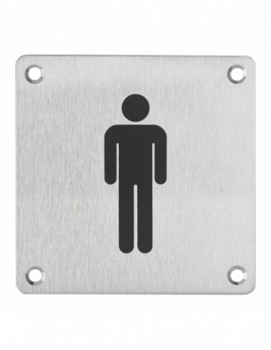 Targa segnaletica WC uomo 100 x 100 mm, fissaggio a vite – THIRARD