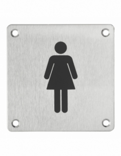 Targa segnaletica WC donna 100 x 100 mm, fissaggio a vite – THIRARD