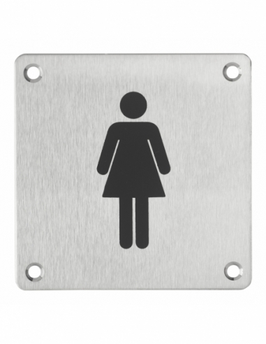 Targa segnaletica WC donna 100 x 100 mm, fissaggio a vite – THIRARD