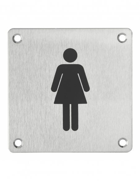 Targa segnaletica WC donna 100 x 100 mm, fissaggio a vite – THIRARD