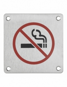 Cartello No Smoking, vietato fumare, da avvitare, targa in acciaio inossidabile spazzolato, marcatura nera, 100x100mm - THIRARD