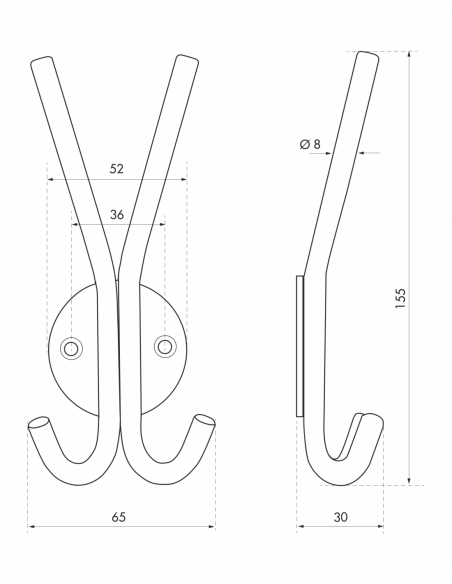 Appendiabiti INOX, gancio doppio, acciaio inossidabile, H.155mm, satinato - THIRARD