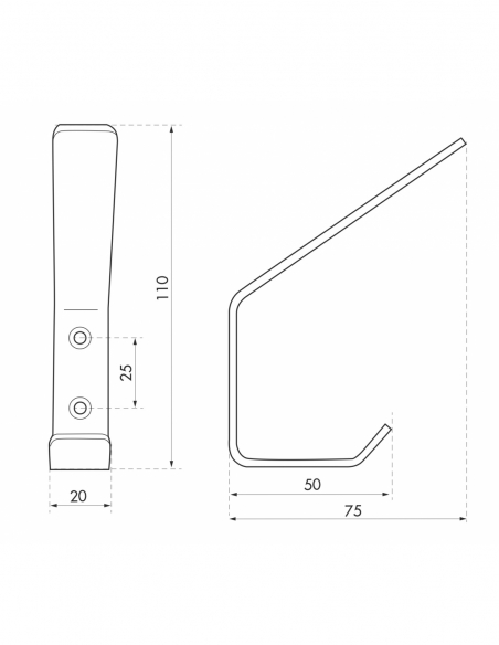 Appendiabiti INOX, acciaio inossidabile, H.110mm, satinato - THIRARD