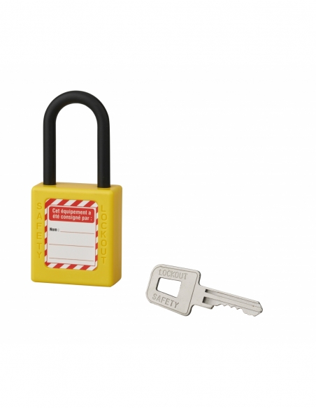 Vista aggiuntiva 1 di Lucchetto con arco in nylon Ø 6 x 38 mm, giallo – THIRARD