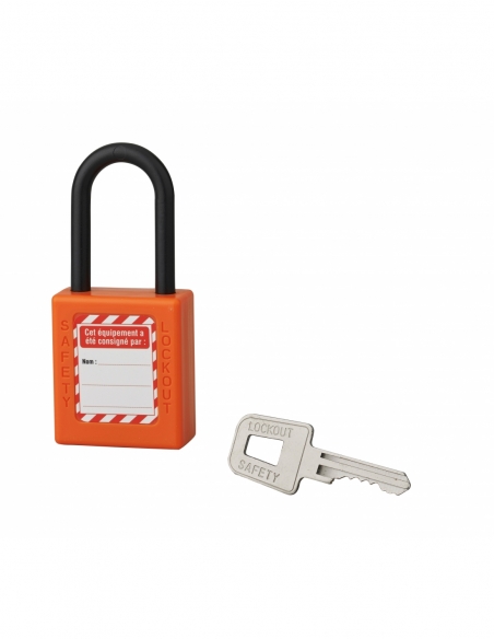 Lucchetto 40 mm in nylon con arco 6 X 38 mm ARANCIONE, Lockout Tagout LOTO - THIRARD