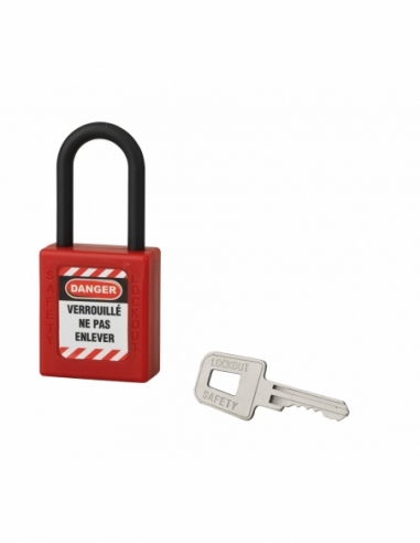 Lucchetto 40 mm in nylon con arco 6 X 38 mm ROSSO, Lockout Tagout LOTO - THIRARD