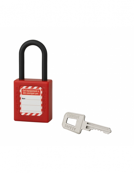 Lucchetto 40 mm in nylon con arco 6 X 38 mm ROSSO, Lockout Tagout LOTO - THIRARD