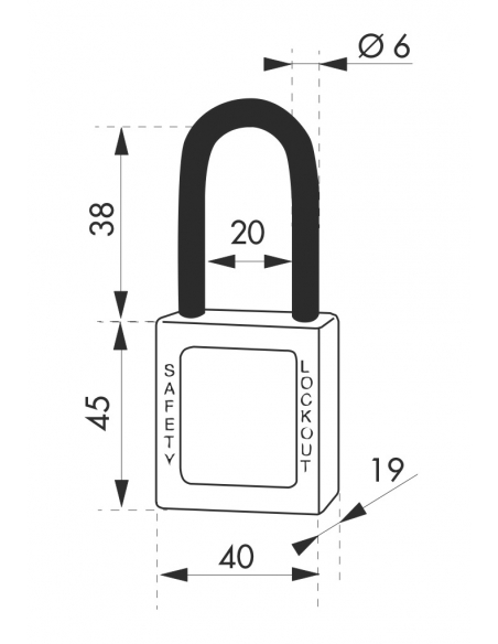 Lucchetto 40 mm in nylon con arco 6 X 38 mm ROSSO, Lockout Tagout LOTO - THIRARD