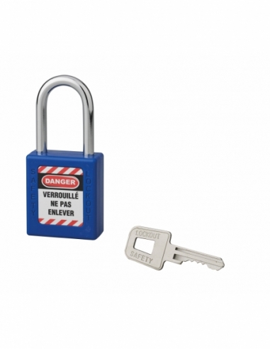 Lucchetto 40 mm con arco in acciaio 6 X 38 mm BLU, Lockout Tagout LOTO - THIRARD