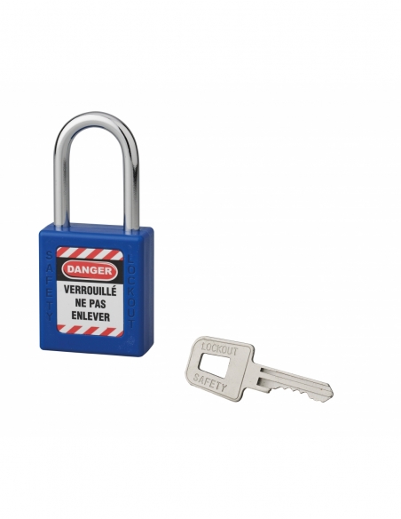 Lucchetto 40 mm con arco in acciaio 6 X 38 mm BLU, Lockout Tagout LOTO - THIRARD