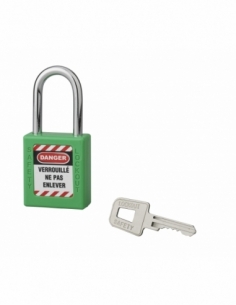 Lucchetto 40 mm in acciaio con arco 6 X 38 mm VERDE, Lockout Tagout LOTO - THIRARD