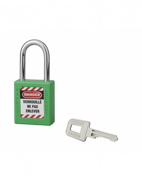 Lucchetto 40 mm in acciaio con arco 6 X 38 mm VERDE, Lockout Tagout LOTO - THIRARD