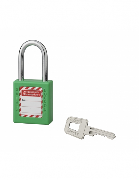 Lucchetto 40 mm in acciaio con arco 6 X 38 mm VERDE, Lockout Tagout LOTO - THIRARD