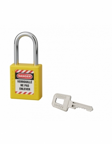 Lucchetto 40 mm arco in acciaio 6 X 38 mm GIALLO, Lockout Tagout LOTO - THIRARD