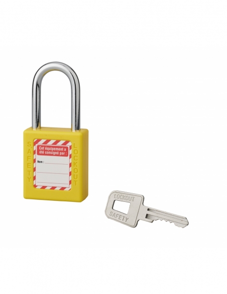 Lucchetto 40 mm arco in acciaio 6 X 38 mm GIALLO, Lockout Tagout LOTO - THIRARD