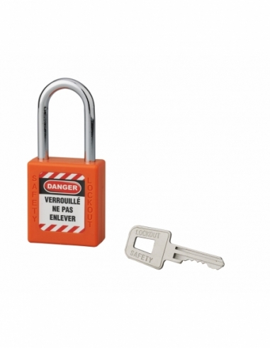 Lucchetto 40 mm con arco in acciaio 6 X 38 mm ARANCIONE, Lockout Tagout LOTO - THIRARD