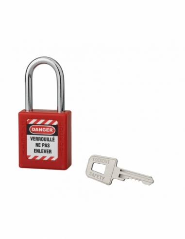 Lucchetto con arco in acciaio Ø 6 x 38 mm, rosso – THIRARD