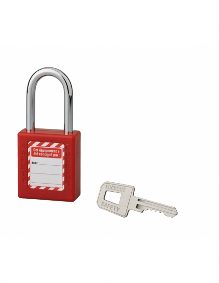 Lucchetto 40 mm arco in acciaio 6 X 38 mm ROSSO, Lockout Tagout LOTO - THIRARD