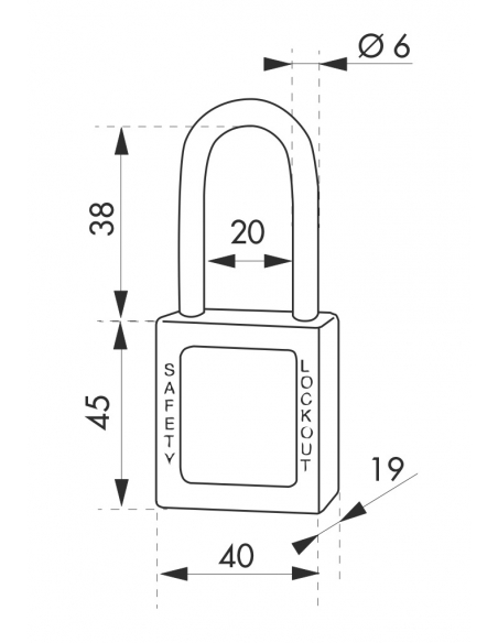 Lucchetto 40 mm arco in acciaio 6 X 38 mm ROSSO, Lockout Tagout LOTO - THIRARD