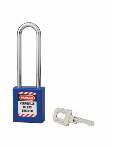 Lucchetto 40 mm con arco in acciaio 6 X 76 mm BLU, Lockout Tagout LOTO - THIRARD