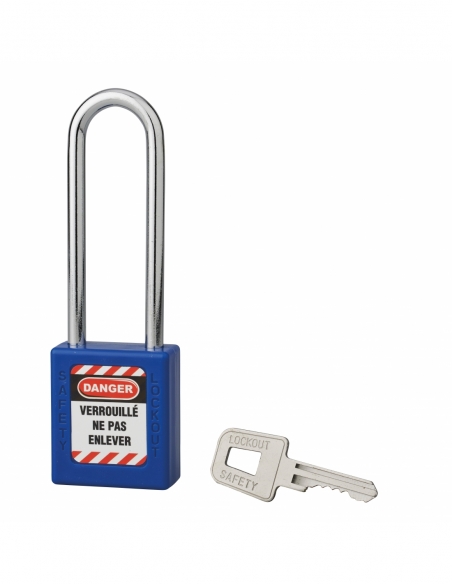 Lucchetto con arco in acciaio Ø 6 x 76 mm, blu – THIRARD