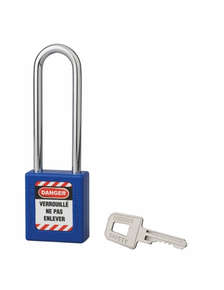 Lucchetto 40 mm con arco in acciaio 6 X 76 mm BLU, Lockout Tagout LOTO - THIRARD