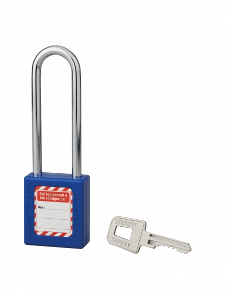 Lucchetto 40 mm con arco in acciaio 6 X 76 mm BLU, Lockout Tagout LOTO - THIRARD