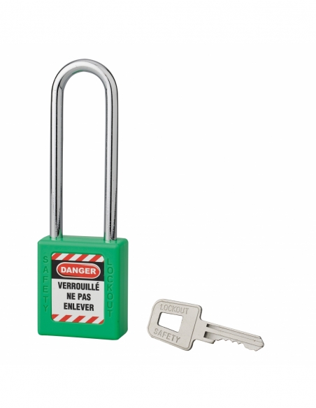 Lucchetto 40 mm in acciaio con arco 6 X 76 mm VERDE, Lockout Tagout LOTO - THIRARD