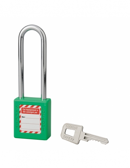 Lucchetto 40 mm in acciaio con arco 6 X 76 mm VERDE, Lockout Tagout LOTO - THIRARD