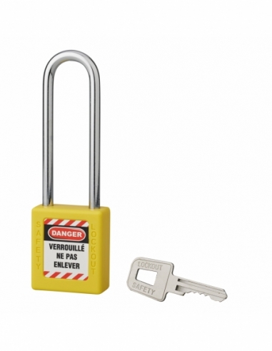 Lucchetto 40 mm con arco in acciaio 6 X 76 mm GIALLO, Lockout Tagout LOTO - THIRARD