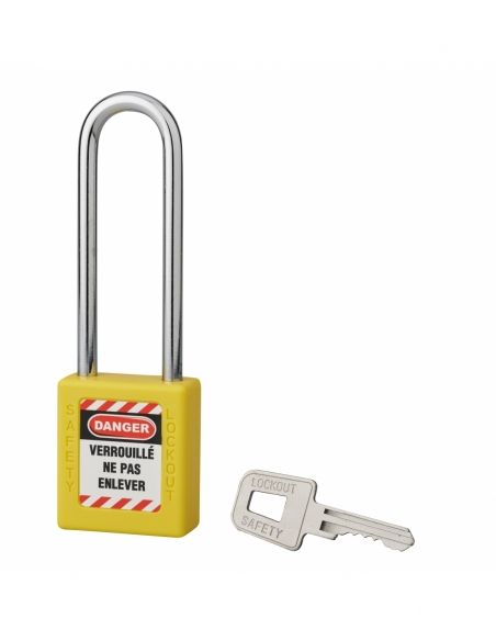 Lucchetto 40 mm con arco in acciaio 6 X 76 mm GIALLO, Lockout Tagout LOTO - THIRARD