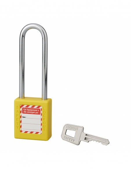 Lucchetto 40 mm con arco in acciaio 6 X 76 mm GIALLO, Lockout Tagout LOTO - THIRARD