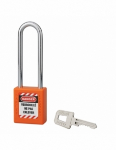 Lucchetto 40 mm con arco in acciaio 6 X 76 mm ARANCIONE, Lockout Tagout LOTO - THIRARD