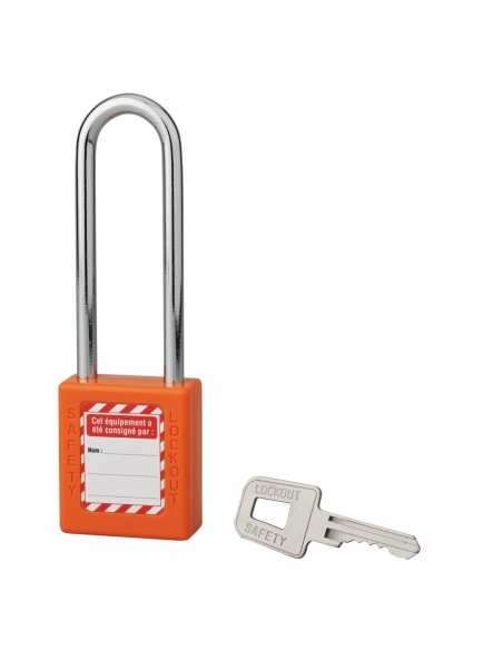 Lucchetto 40 mm con arco in acciaio 6 X 76 mm ARANCIONE, Lockout Tagout LOTO - THIRARD