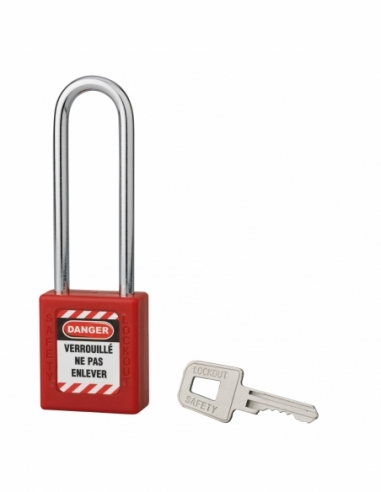 Lucchetto 40 mm con arco in acciaio 6 X 76 mm ROSSO, Lockout Tagout LOTO - THIRARD