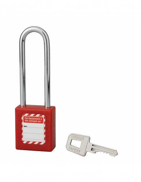 Lucchetto 40 mm con arco in acciaio 6 X 76 mm ROSSO, Lockout Tagout LOTO - THIRARD