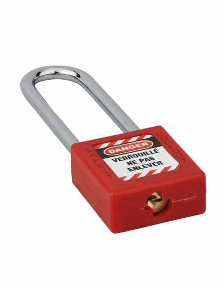 Lucchetto 40 mm con arco in acciaio 6 X 76 mm ROSSO, Lockout Tagout LOTO - THIRARD