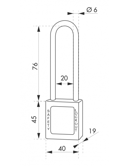 Lucchetto 40 mm con arco in acciaio 6 X 76 mm ROSSO, Lockout Tagout LOTO - THIRARD