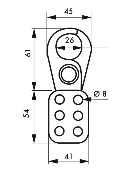 Ganascia isolata in acciaio Ø 26 mm per 6 lucchetti , Lockout Tagout LOTO - THIRARD