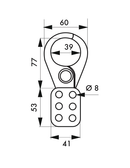 Ganascia isolata in acciaio Ø 39 mm per 6 lucchetti , Lockout Tagout LOTO - THIRARD