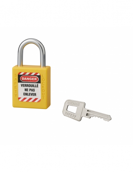 Lucchetto 40 mm con arco in acciaio 6 X 25 mm GIALLO, Lockout Tagout LOTO - THIRARD