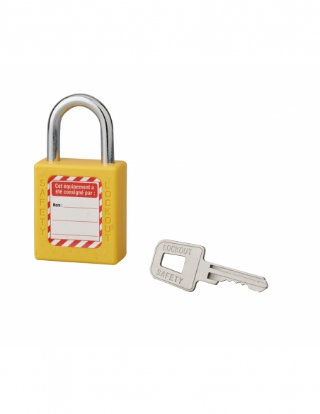 Lucchetto 40 mm con arco in acciaio 6 X 25 mm GIALLO, Lockout Tagout LOTO - THIRARD