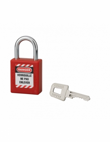 Lucchetto 40 mm con arco in acciaio 6 X 25 mm ROSSO, Lockout Tagout LOTO - THIRARD