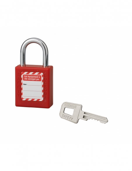 Lucchetto 40 mm con arco in acciaio 6 X 25 mm ROSSO, Lockout Tagout LOTO - THIRARD