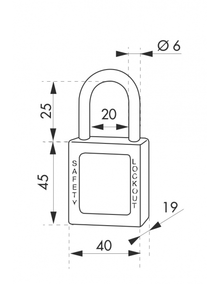 Lucchetto 40 mm con arco in acciaio 6 X 25 mm ROSSO, Lockout Tagout LOTO - THIRARD