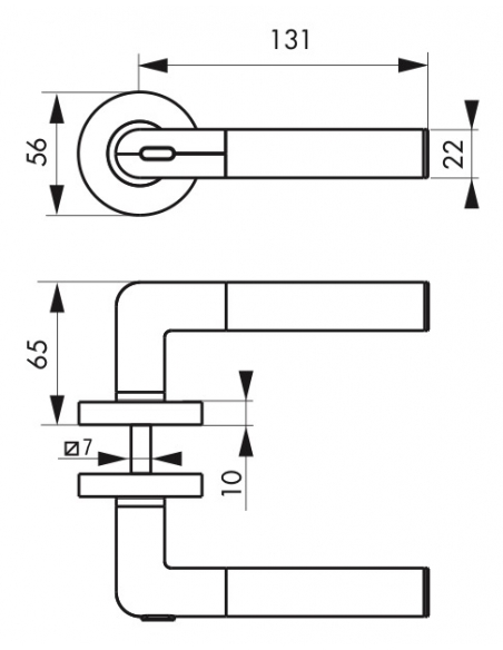 Set di maniglie, maniglia sinistra collegata per l'industria, 7mm quadrato, nichelato satinato - THIRARD